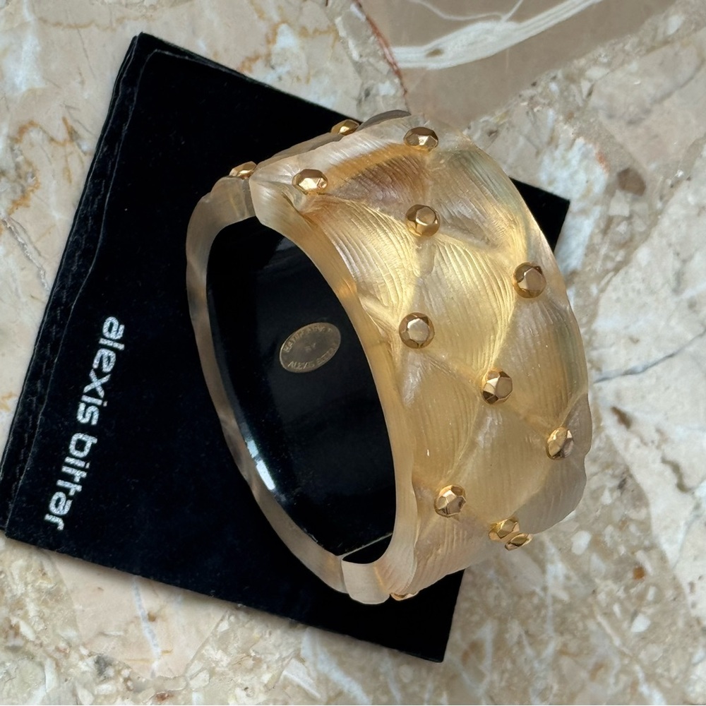 Alexis Bittar Gold Toned Studded Resin Bangle Bracelet - Picture 7 of 10